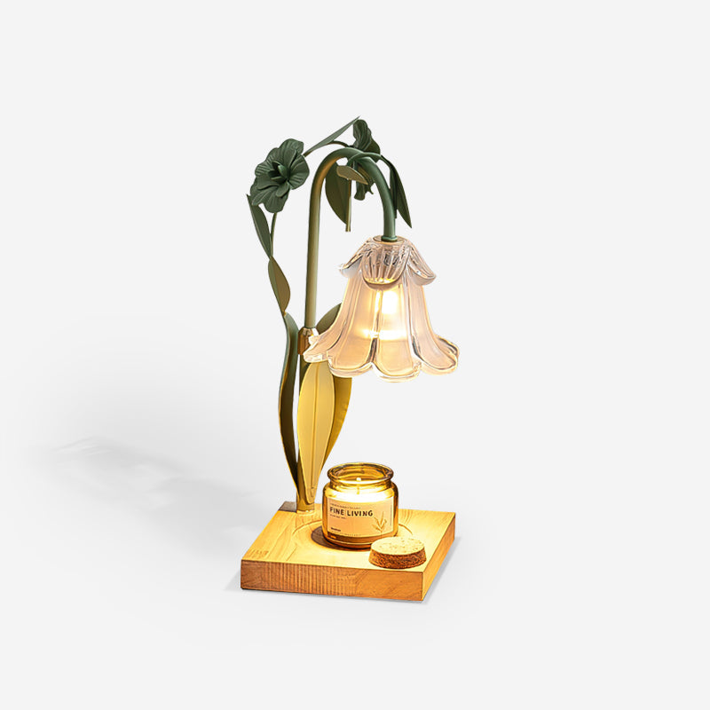 Decorative lamp with floral design on a white background